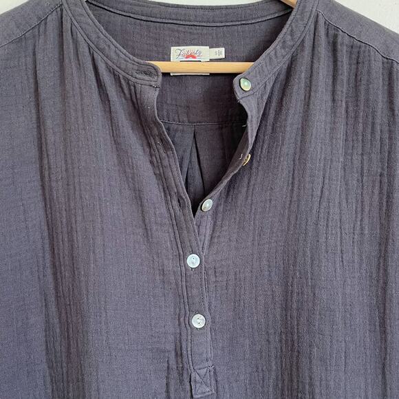 Faherty Dream Cotton Gauze Desmond Blouse Women Shirt Small Gray Organic Cotton - Picture 4 of 8
